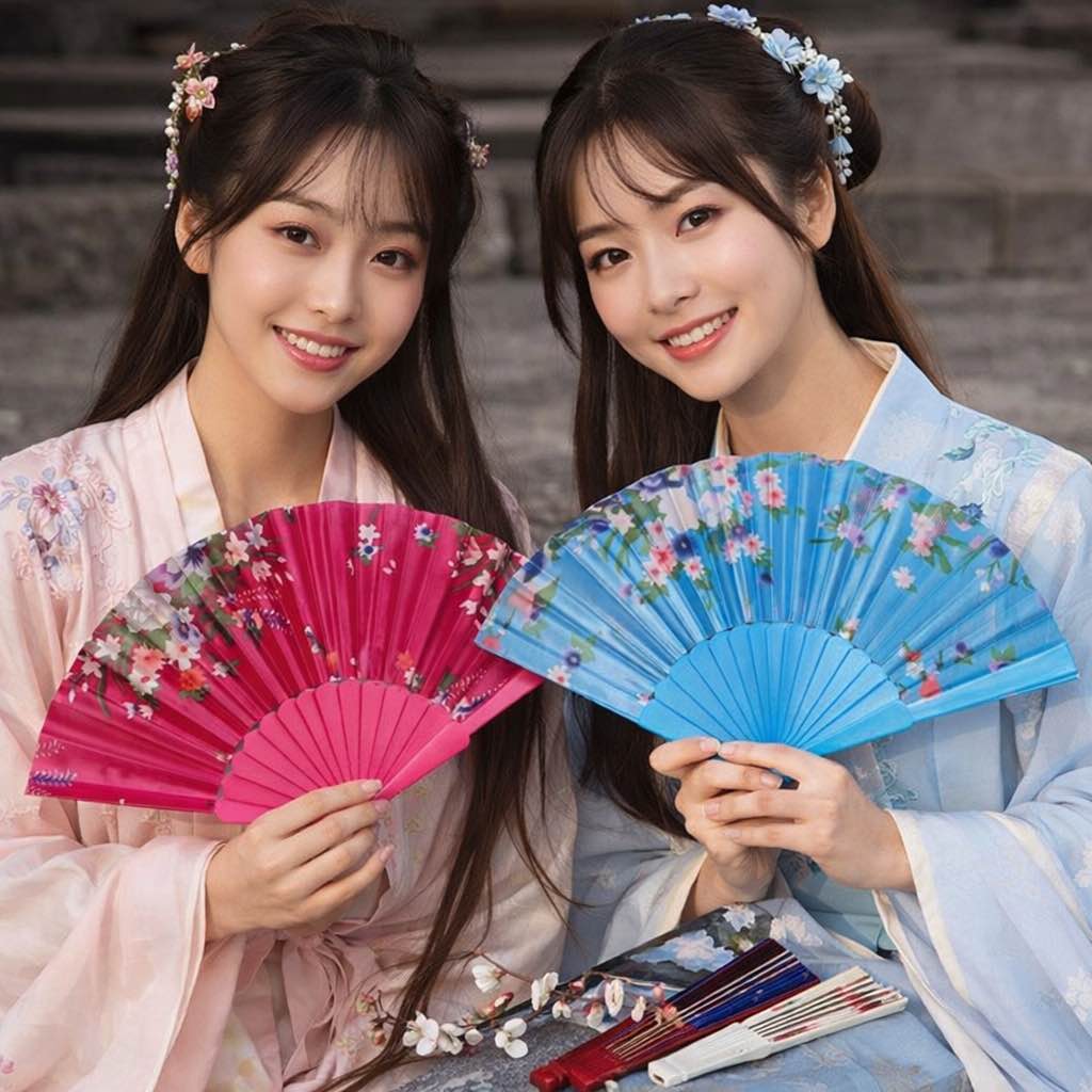 Decorative Hand Fan Portable Fabric Handheld Folding Fan Floral Retro Spanish Fan for Party Decoration Home Ornament Dance Accessory Gift Idea Cooling Tool
