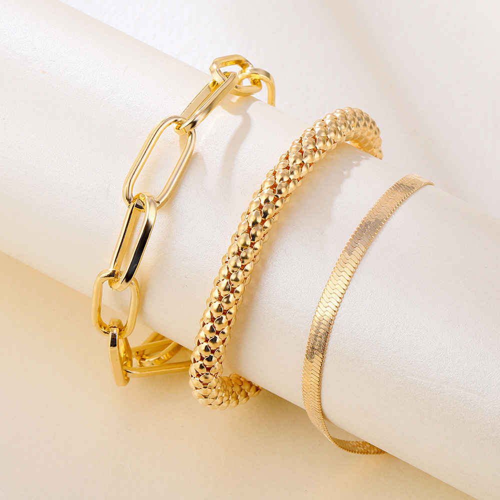 Punk Metal Big Thick Chain Link Bangles For Women Vintage Snake Chain Gold Silver Color Bracelets Jewelry