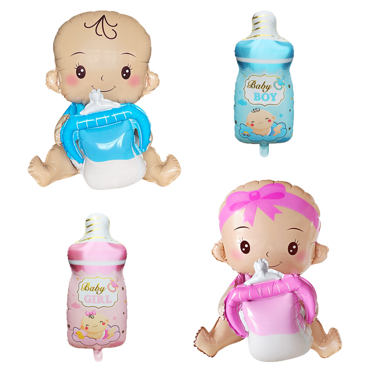 1pc/3pcs 3D Blue Pink Baby Foil Balloons Feeder Balloon Gender Revel Party Decor 1st Birthday Baby Shower Party Decorations