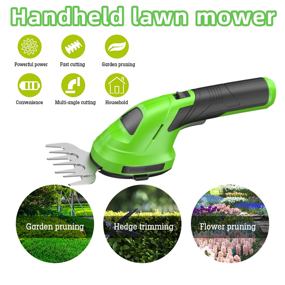 HIPPCRON 2 in 1 Portable Hedge Trimmer Cordless Handheld Mower Home Garden Rechargeable Mower An for Husband and Father