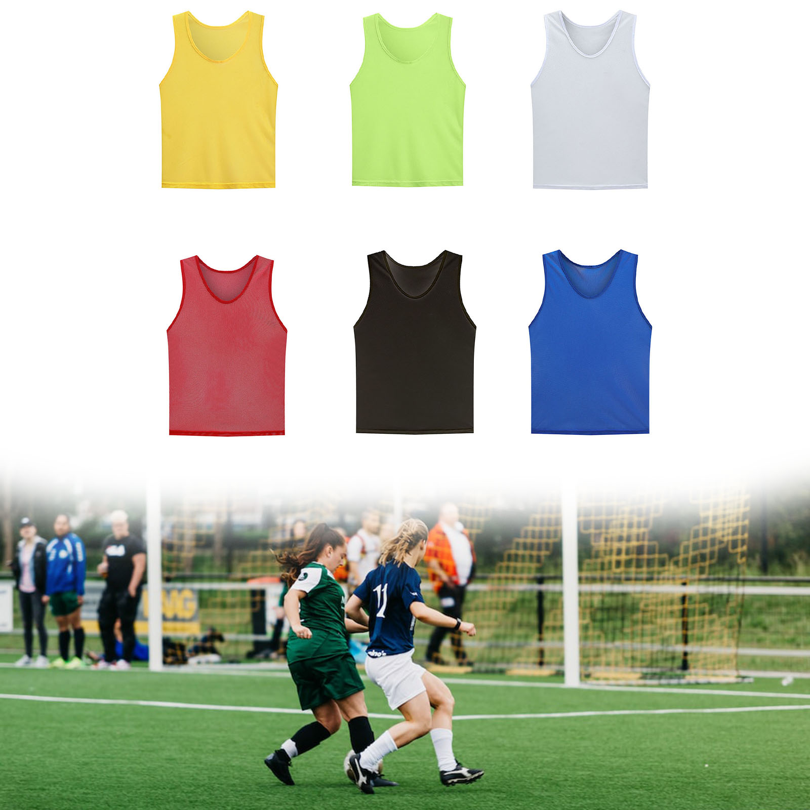 1pc Football Vest Jerseys Sports Training BIBS Mesh Vests Loose Basketball Cricket Sports Vest Breathable Team Training