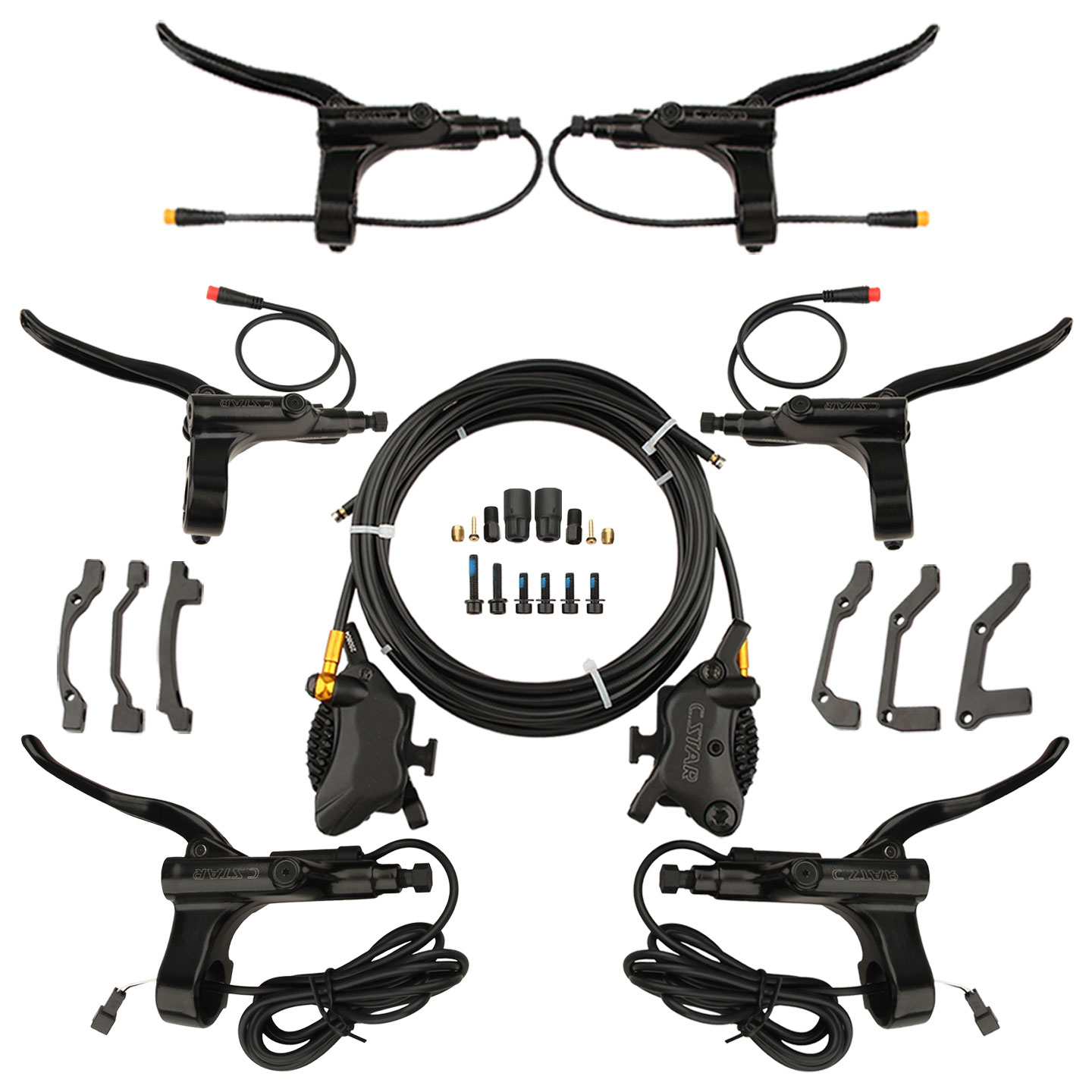 NFOX Mountain Bike 2P/3P/SM2A Power-Off Brake Lever Electric Scooter 4-Piston Hydraulic Left Mounted Disc Rotor Accessory Set