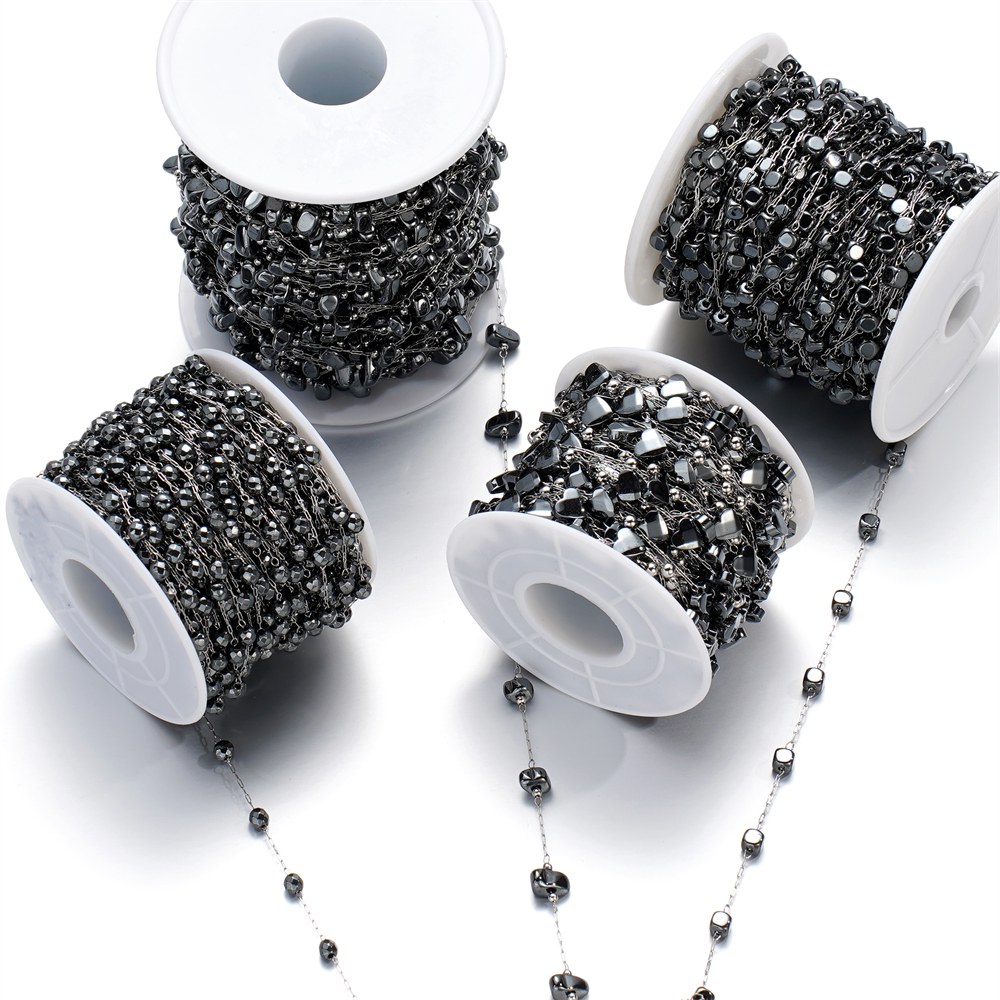 1Meter Irregular Natural Stone Stainless Steel Chain Love Shape Bead Necklace Bracelet Accessories for DIY Jewelry Making