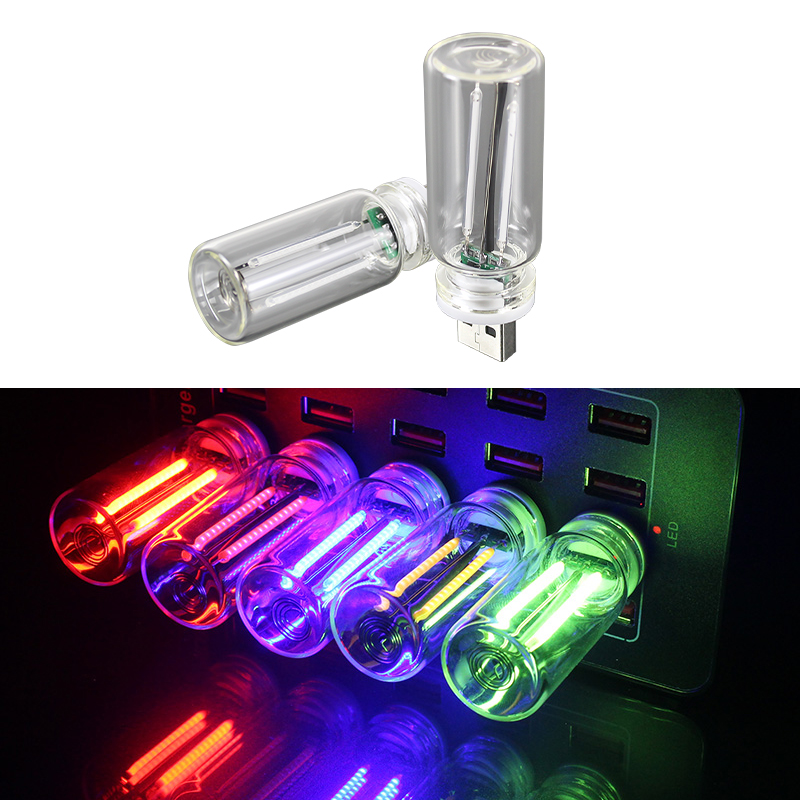 USB 5V Touch Dimming LED Night Light Retro Edison Filament Glass Bulb Incandescent Eye Protection Lighting Car Decoration