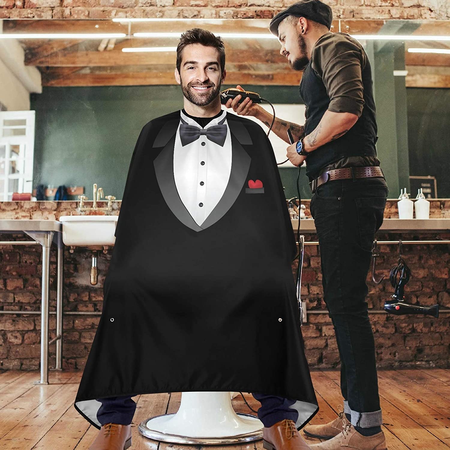 Professional Barber Haircutt Cape Barbershop Pattern of Suit Antistatic Hairdresser Apron Salon Styling Tools
