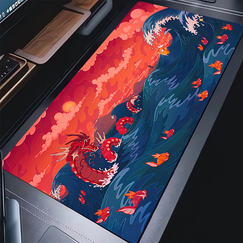 Extra Gaming Mouse Pad Pokemon Gyarados Computer Gamer Laptop Keyboard Carpet Mouse Mat Edge White XXL Non-Slip Table Rug