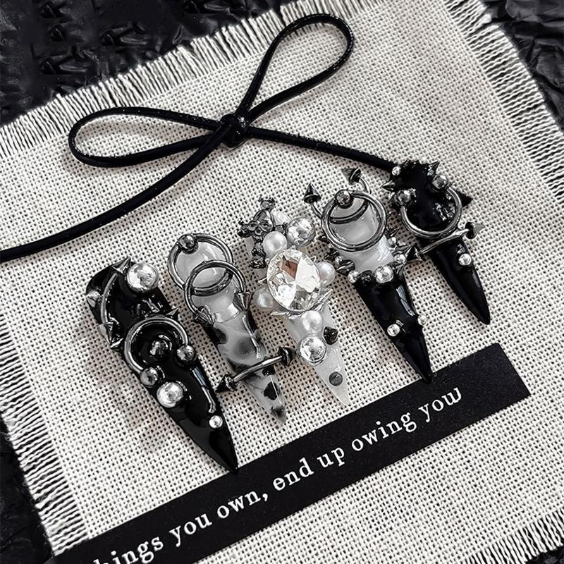 Pcs Mixed Fashion High Quality 10 Alloy Retro Circle Nails Art Charms 3d Punk Style Black Silver Nail Parts Nail Decoration