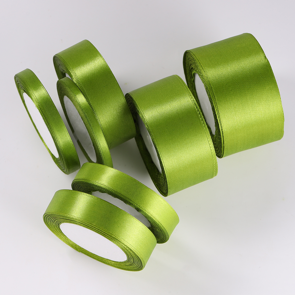 Olive Green Satin Ribbon for Crafts DIY Handmade Bows Material Halloween Birthday Party Wrapping Tape