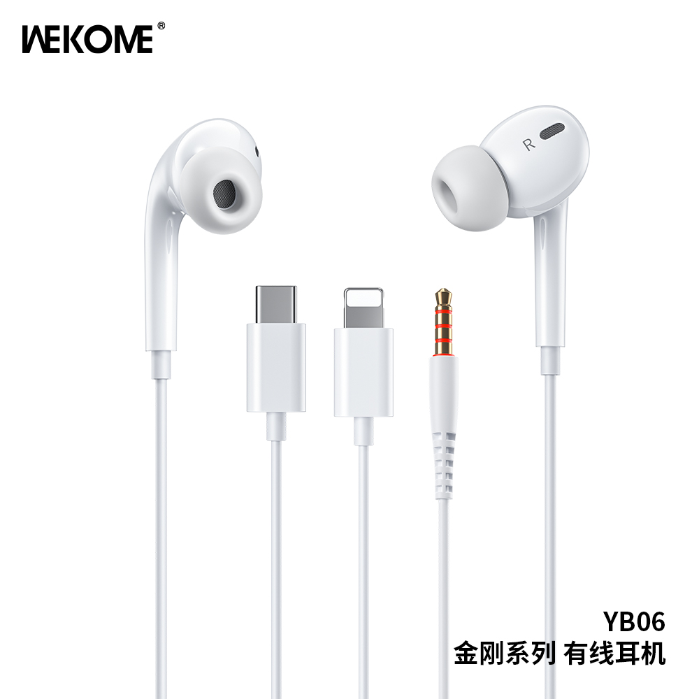 WEKOME YB06 Kinkong Series Wired Earphones | Type‑C/3.5mm/Lightning | 10 mm Rich Sound
