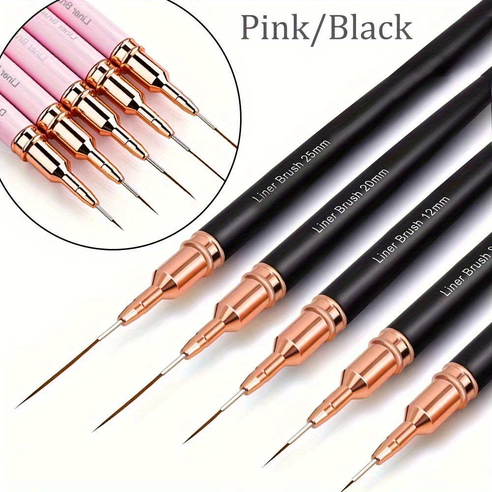 5pcs Nail Art Liner Brushes Set Detailer Striping Brush Fine Line Pens UV Gel Polish Painting Manicure Tools Size 4/8/12/20/25mm pen gpt