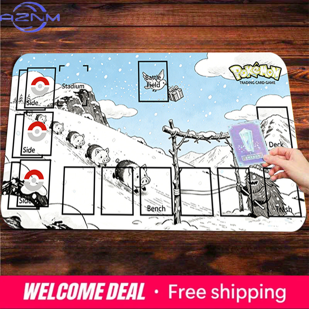 Bulbasaur Pokemon TCG Playmat, Anime Trading Card Game Mat, Non-Slip Large Gaming Mouse Pad for CCG MTG