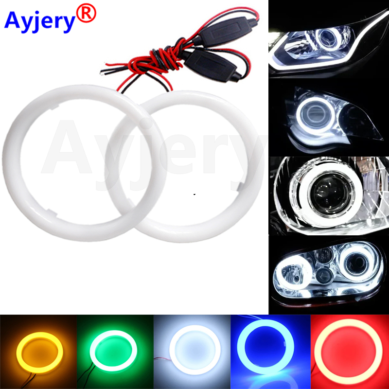2 PCS 12V COB Angel Eyes LED Car Halo Ring Lights With Shell Cotton Lights 60mm 70mm 80mm 90mm 95mm 100mm 110mm 120mm Car Lights