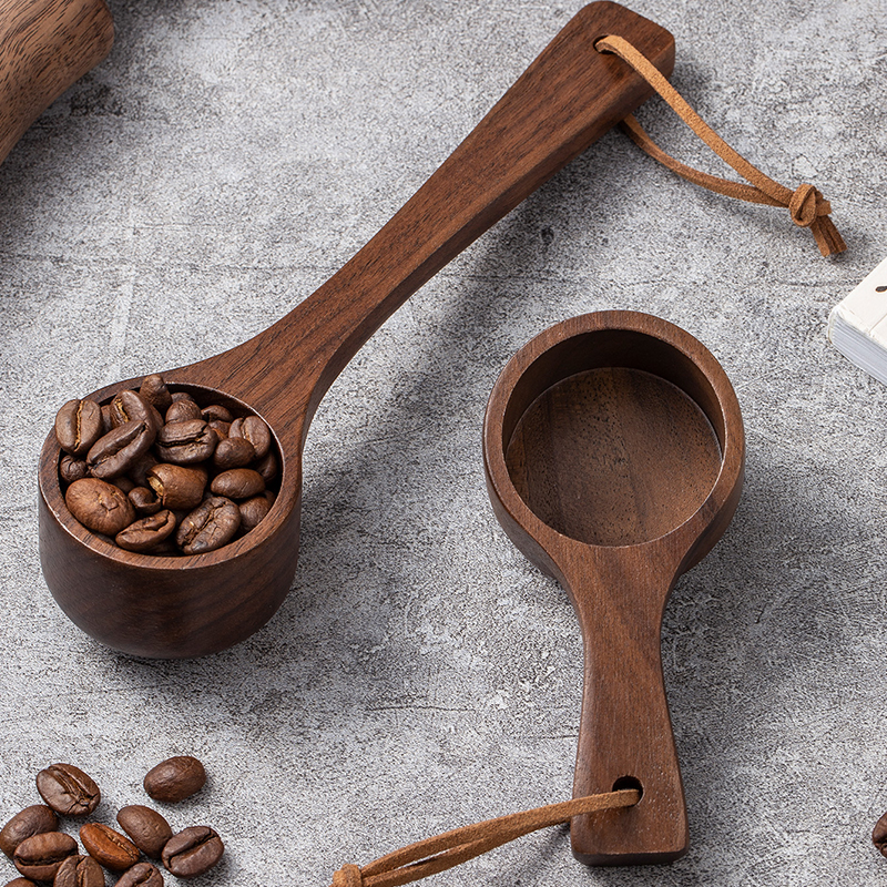 1PC/2PCS coffee scoop spoon black walnut wood measuring spoon long handle spoon coffee powder measuring wooden spoon