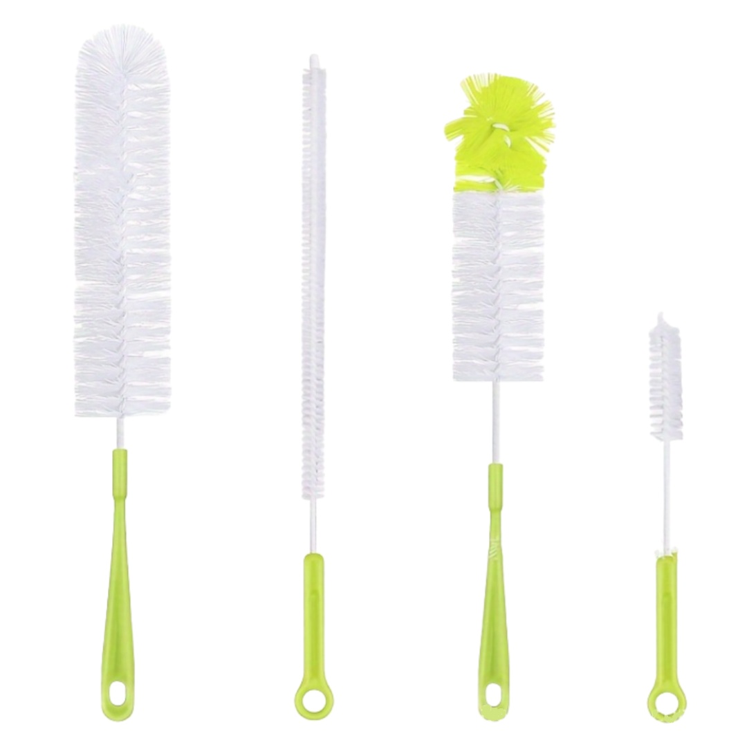4pcs/set Cleaning Brush Set Flexible Long Handle Cleaning Brush for Bottle, Milk Bottle, Cup, Mug - Household Kitchen Cleaning T