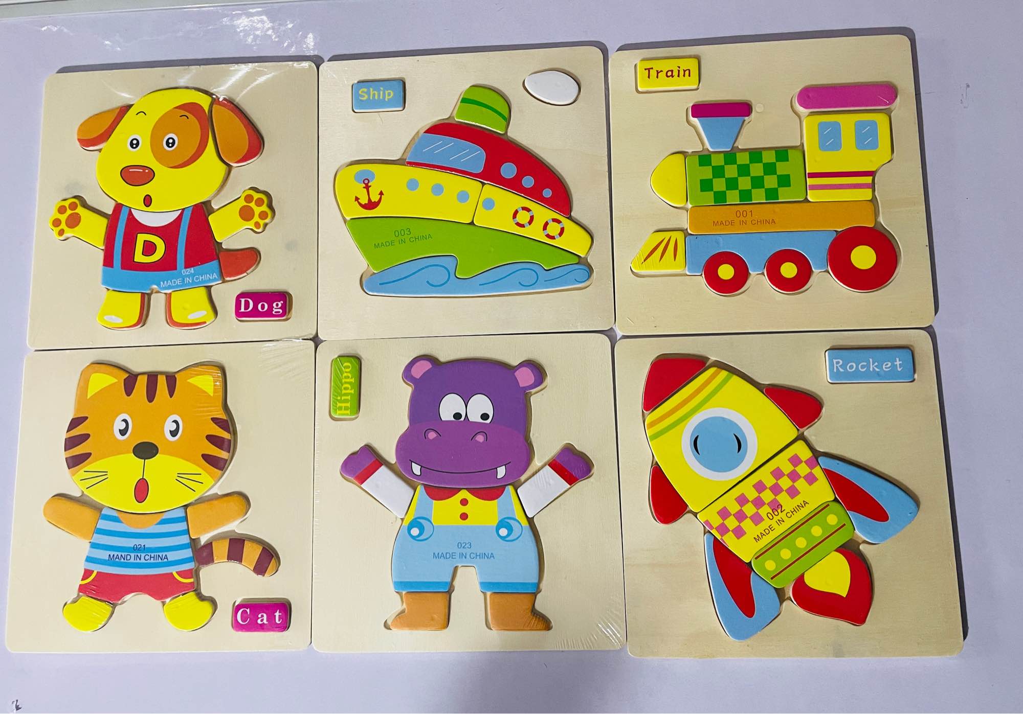 Wooden Puzzle Board With Name Tag Montessori Educational Toys (6Pcs)