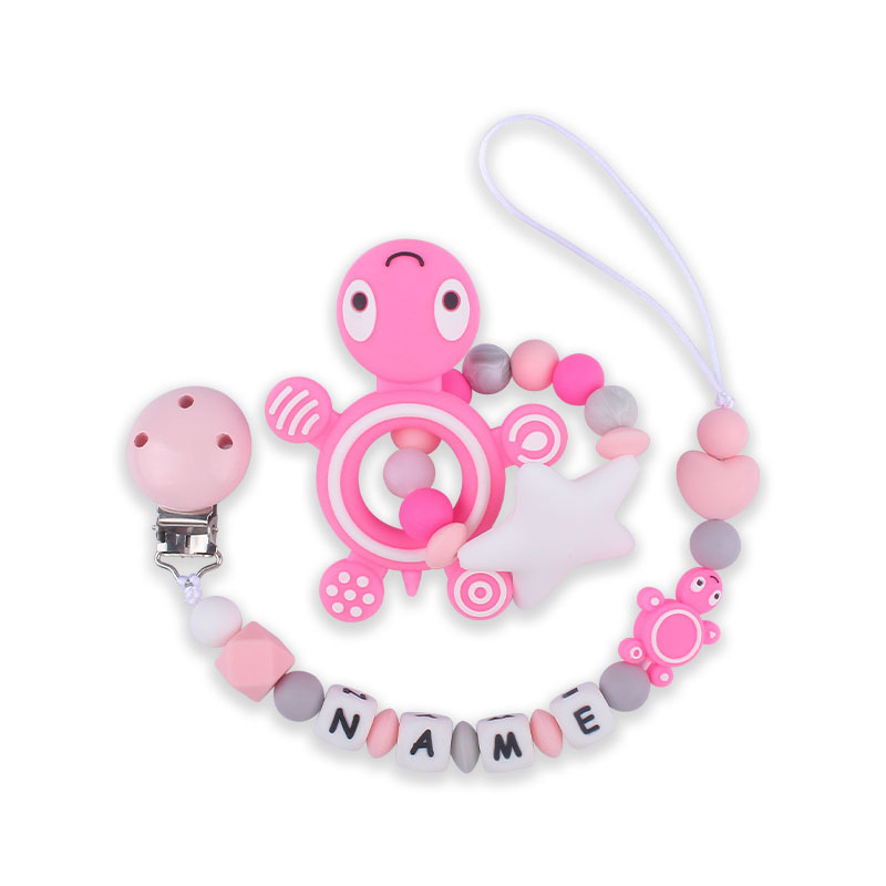 1Pcs Handmade Silicone Baby Dummy Pacifier Clip Safe Teething Chain Turtle Teether Pacifier Chain