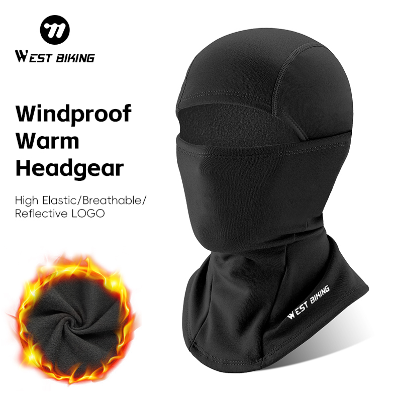 WEST BIKING Warm Cycling Headgear Winter Windproof Full Face Mask High Elastic Breathable Balaclava Hat Men Women Cycling Cap