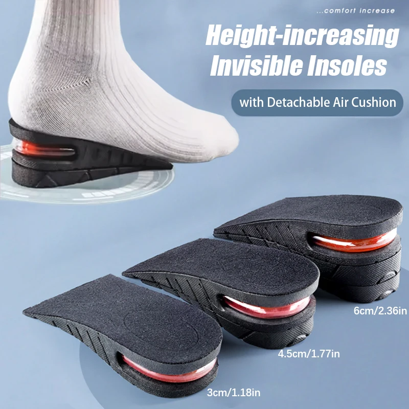 3/4.5/6CM Elevated Insole Summer Breathble Unisex One Pair Invisible Inner Elevated Air Cushion Half Cushion