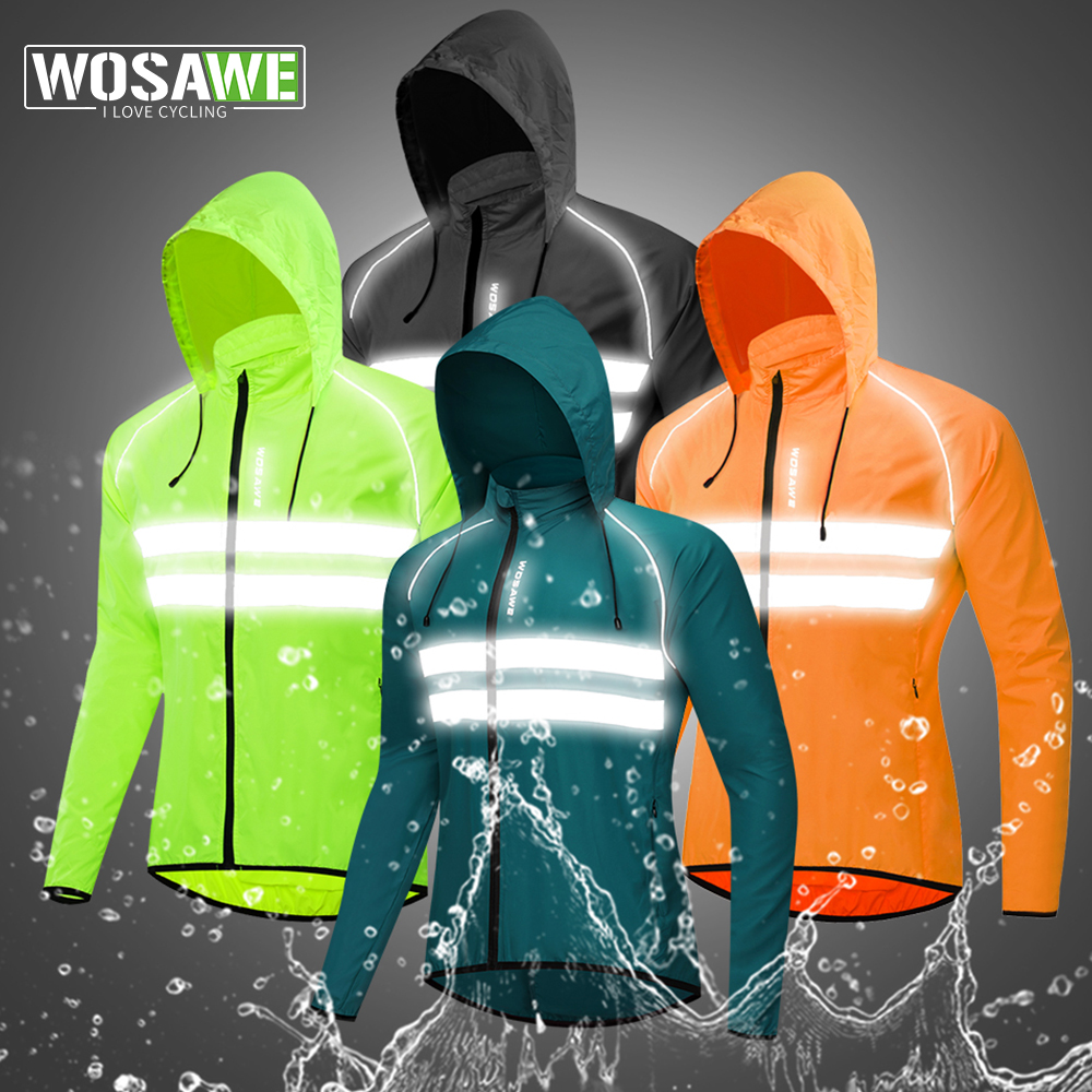 WOSAWE Lightweight Men Cycling Jacket Windproof Water Repellent Reflective Bike Jacket MTB Road Bicycle Jersey