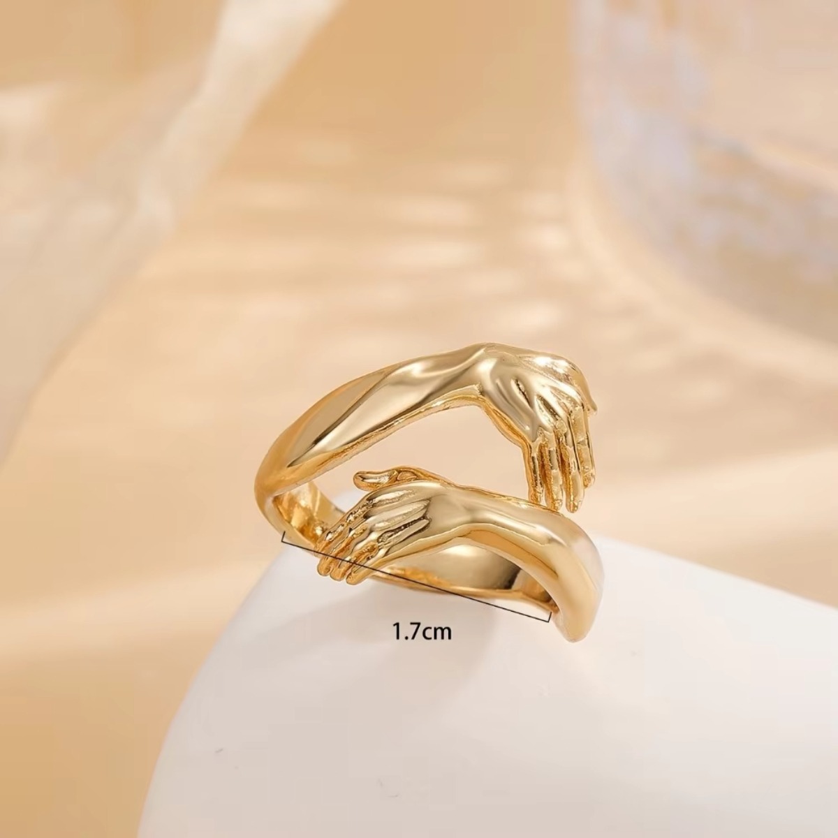A Ring Embraced By Both Hands, Gold/Silver Copper Material Inlaid With Zircon Series Personalized Fashion