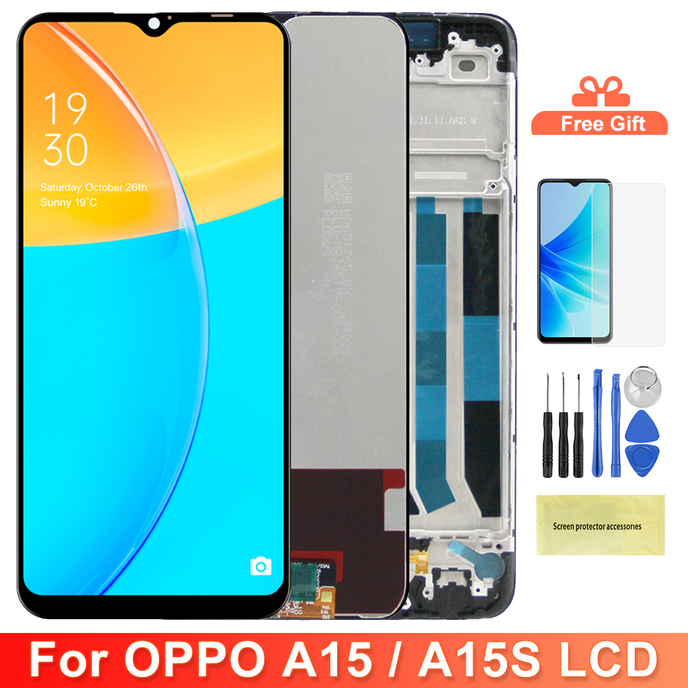 6.52" Screen Assembly for Oppo A15 CPH2185 Lcd Display Digital Touch Screen with Frame for Oppo A15s CPH2179 Screen Replacement
