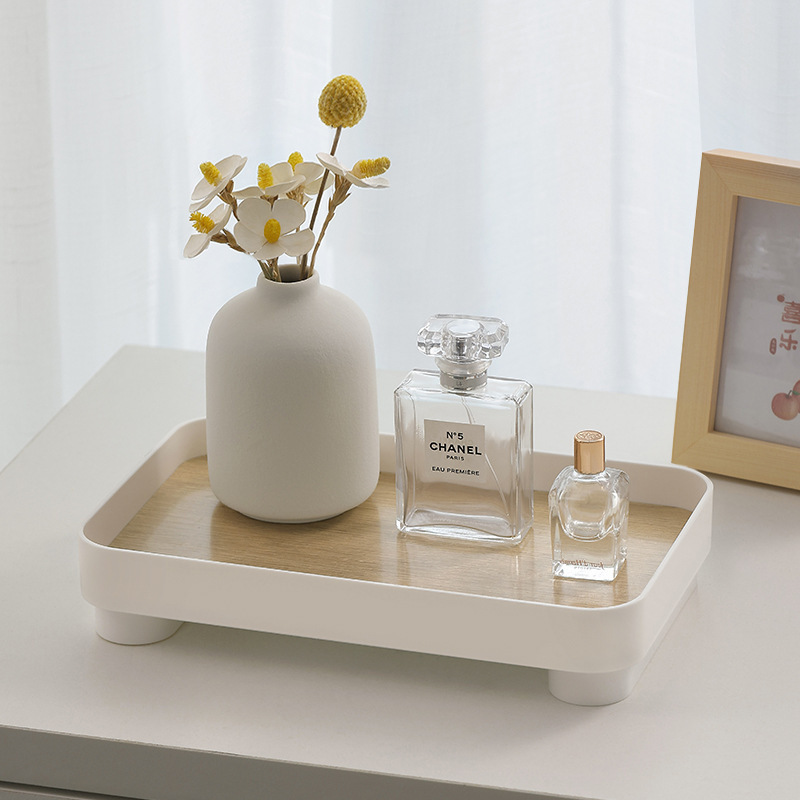 Wooden Desktop Storage Tray Perfume Aromatherapy Dressing Table Cosmetics Storage Box Multi-Function Porch Clutter Key Storage