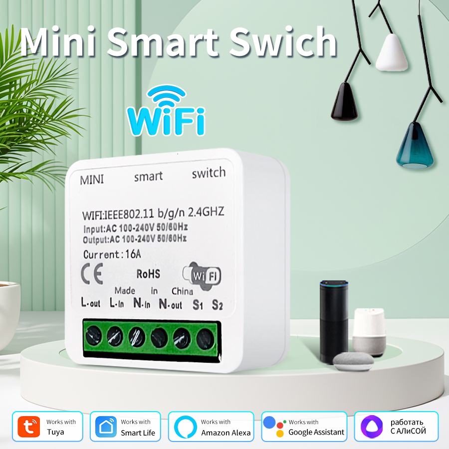1/2 Channels Wifi Smart Switch Tuya Smart Life Light Switch Module Remote Relay Breaker for Alexa Yandex 100-240V 16A lightify