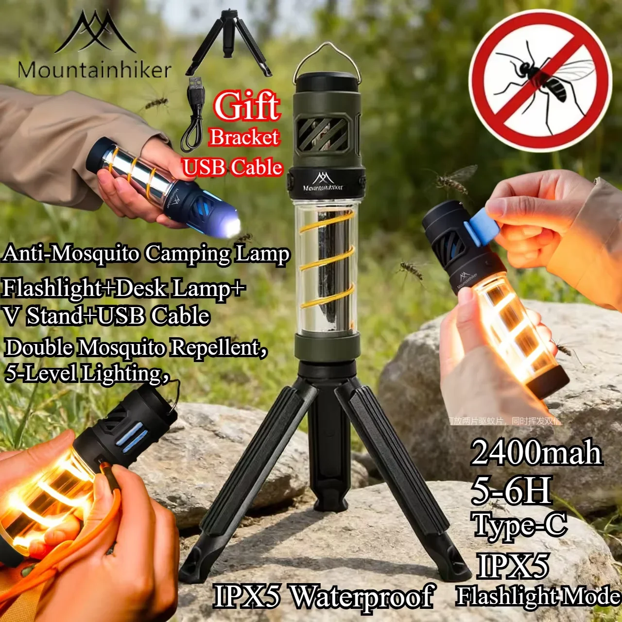 MOUNTAINHIKER Multi-functional Outdoor Camping Lamp, Multi-functional Lighting Tent Lamp, Camping Lamp,Mosquito Killer Lamp