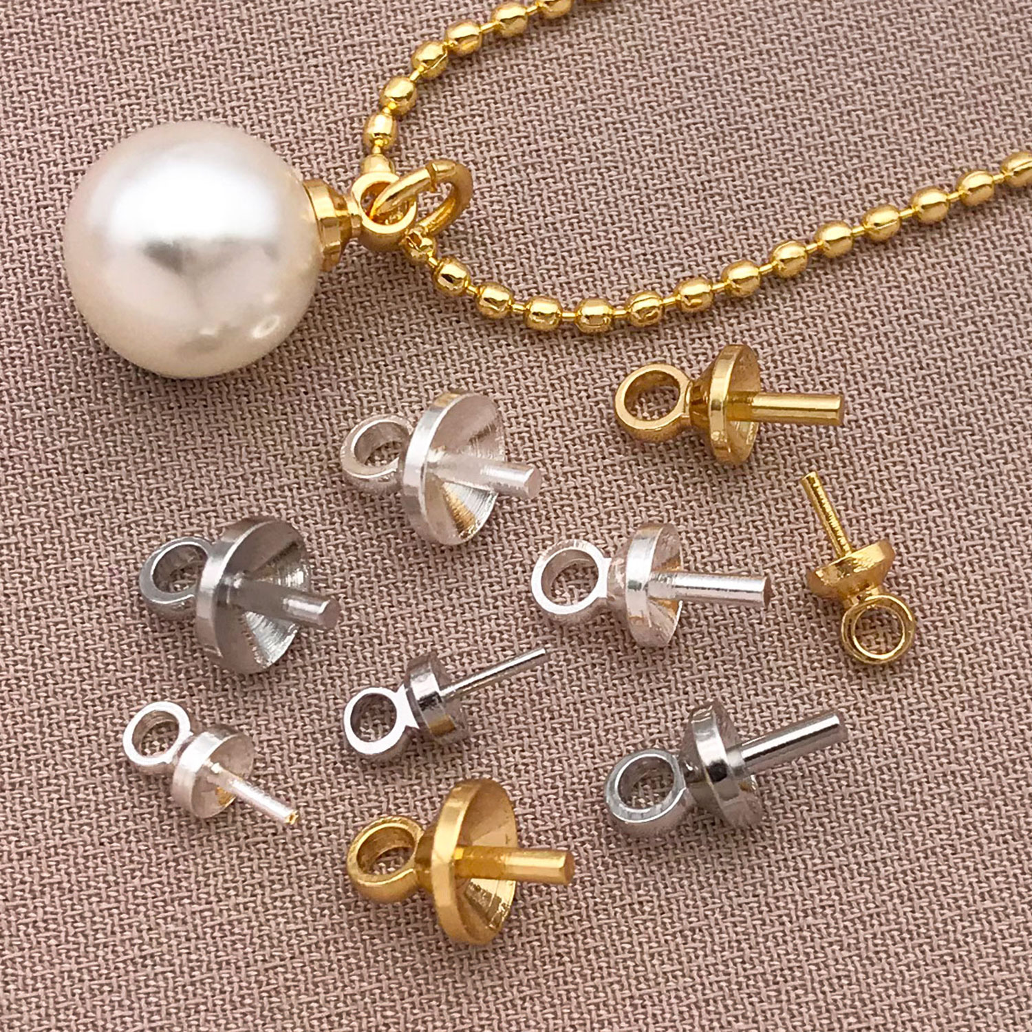 10pcs/lot 18K Gold Plated Screw Eye Bails Beads End Caps Clasps Pins Connectors For DIY Charms Pendants JewelryMakingAccessories pen gpt