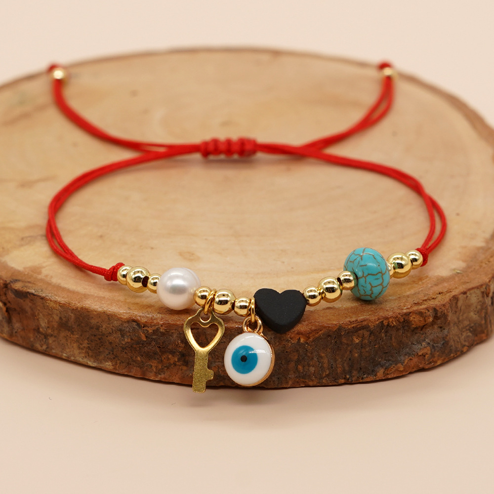 Go2boho Fresh Water Pearl Evil Eye Heart Handmade Charm Gold Plated Beaded Bracelets For Women New In Fashion Boho Jewelry