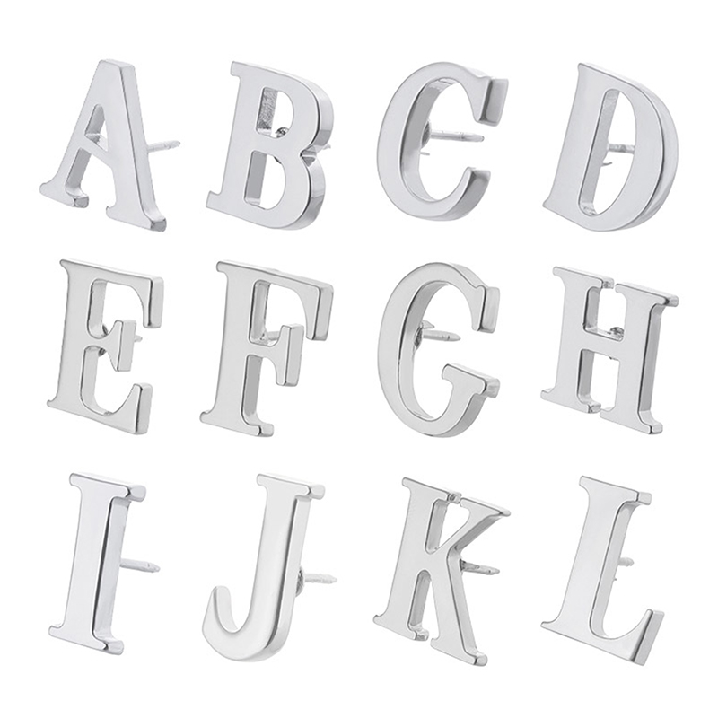 1pcs High Quality Classic Style Silver Letter A-Z Metal Brooch Women Men's Lapel Pin Women's Hat Scarf Backpack Jewellery Decor