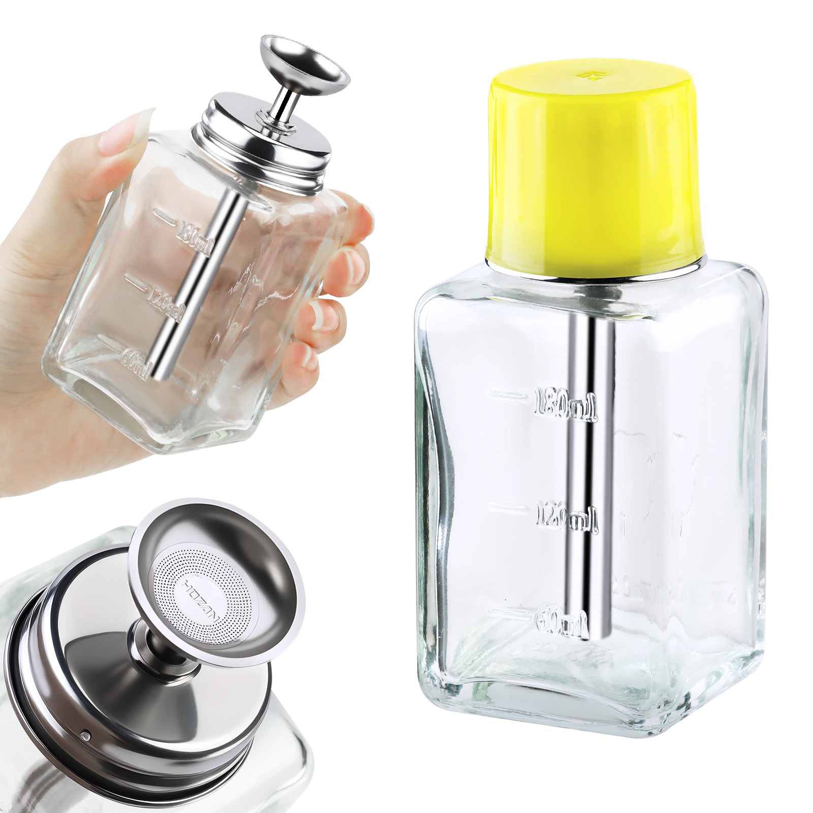 180ml Nail Glass Bottle Press Funnel Press Type Bottle Nail Remover Water Empty Bottle Cleaning Liquid Crystal Hydraulic