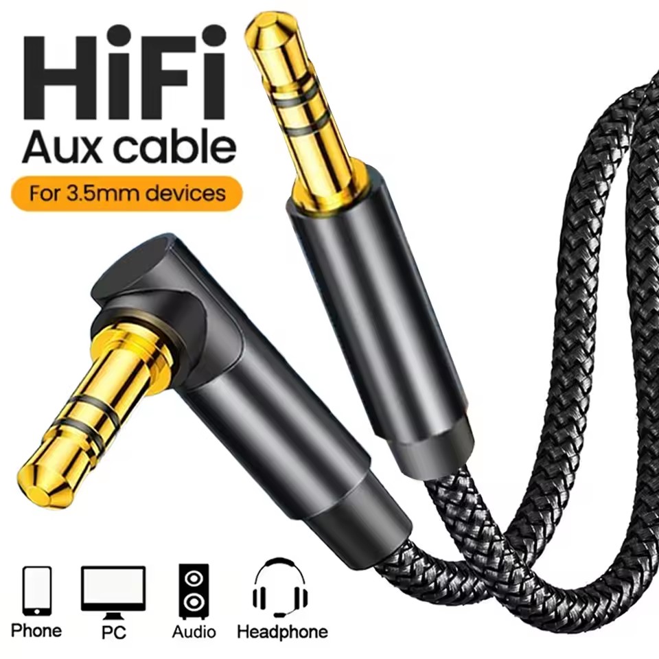 3.5mm Jack Audio Cable 90 Degree Elbow Male to Male Speaker Aux Wire For MP4/3 Video Car Headphone Adapter Cord nike ja 3