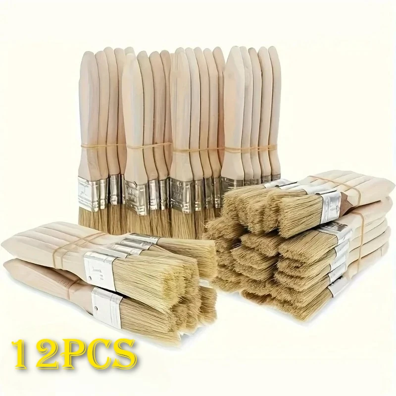 1/5/10/12/20/24 Size Pig Mane Brushes Wooden Handle Art Craft Brush for Plastering Painting Glue Application