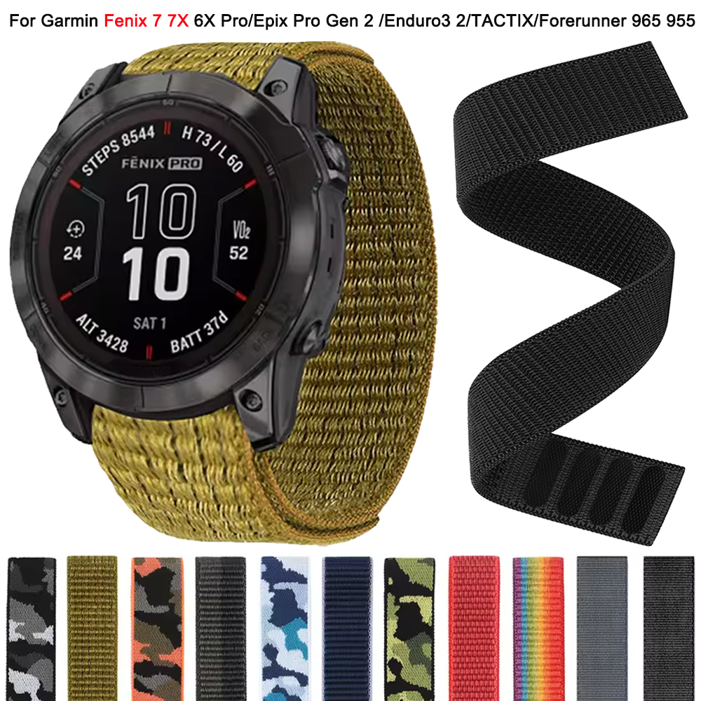 22/26mm Nylon Watch Strap For Fenix 8 Pro 47mm 51mm Quick Release Band Tactix 8 Enduro 3 2/Epix Hook Loop Sports Bracelet