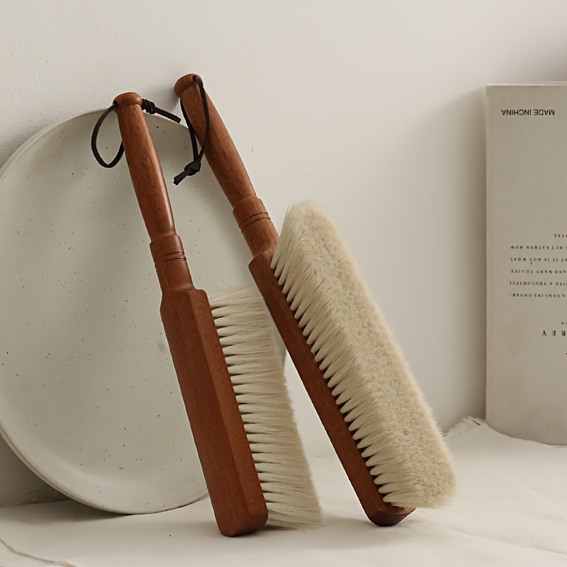 1pc Soft Dust Brush with Wooden Handle - Reusable Natural Fiber Bristles for Cleaning Beds, Sofas, Furniture & Coats - Durable