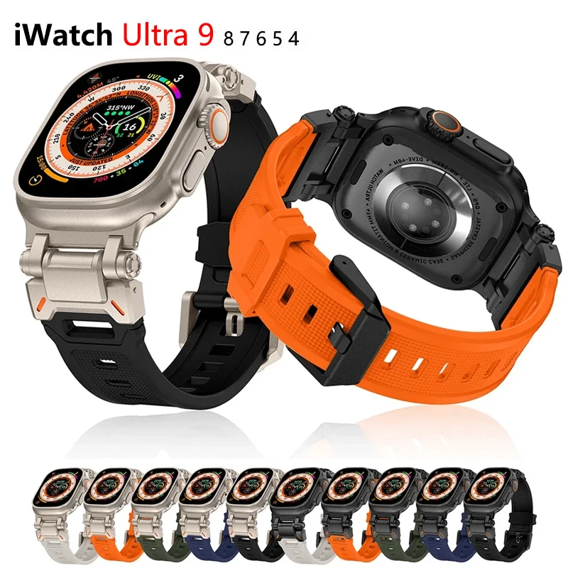 Titanium Color Band for Watch Ultra 49mm 45mm series 9 8 7 Silicone Watchband for iWatch ultra 2 se 5 4 6 42 44mm Bracelet