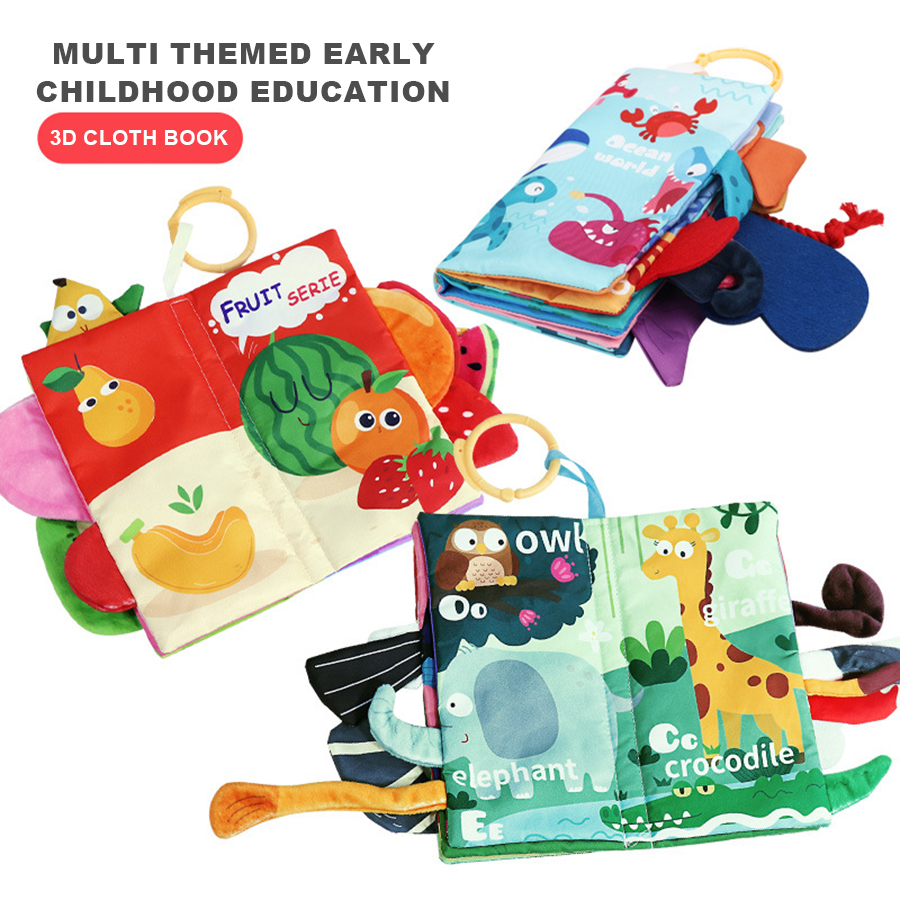 Baby 3D Cloth Book Toy Soft Cloth Book With Animal Tail For Early Education Of Babies Cognitive Enlightenment Toy Newborn