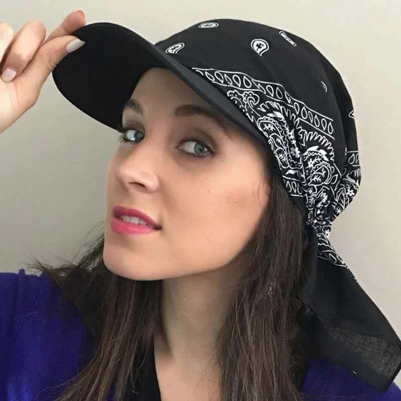 Summer Men Women Paisley Printed Bandana Turban Cap Tied Headwrap Baseball Cap Adjustable Sun Protection Sunhat Visors Headscarf