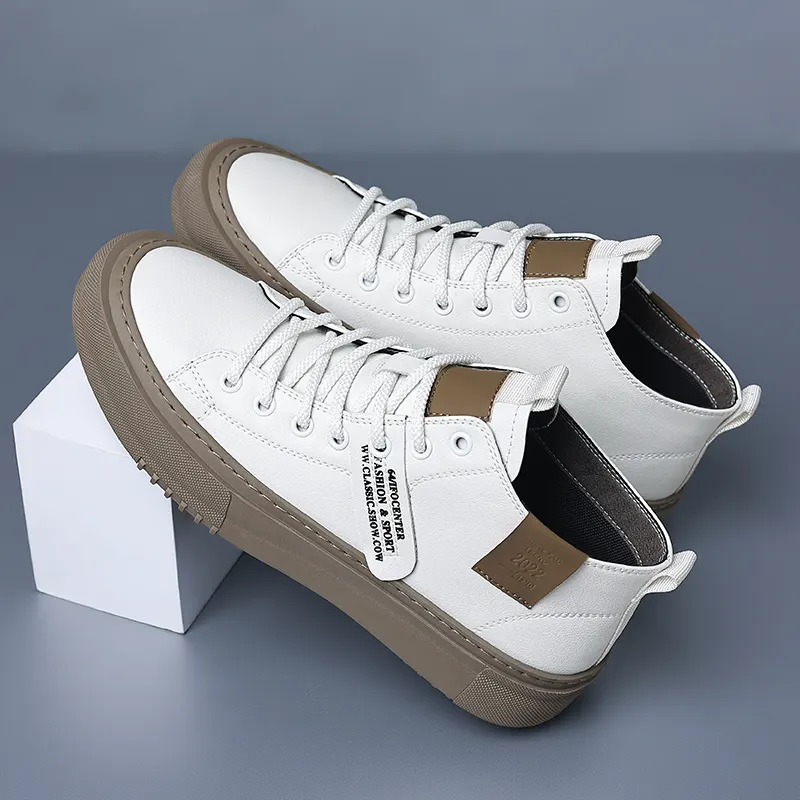 Sneakers Fashion Man Leather Men's Flat Shoes Height Increasing Shoes Lace-Up High Quality Men Sneakers for Men Luxury 2026