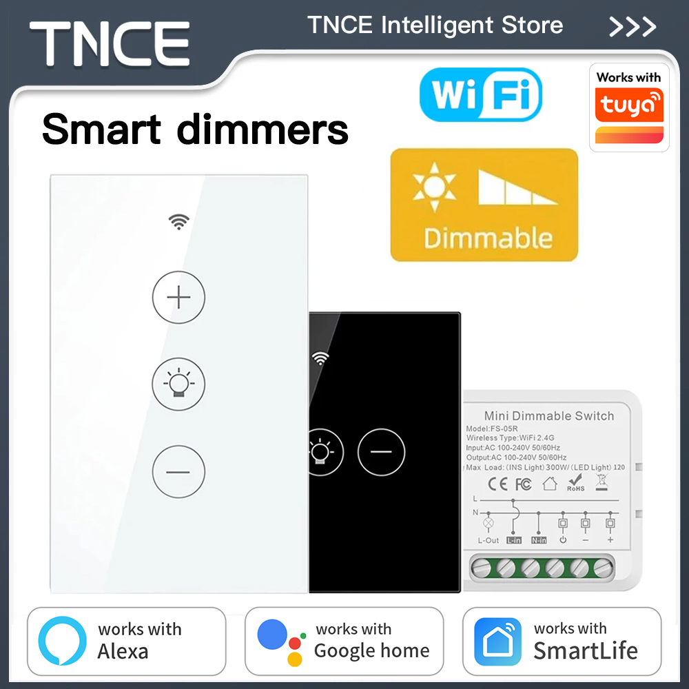 TNCE Tuya Dimmer Switch WIFI EU/US Brightness adjust LED Light Dimmer Breaker Module Smart Life Voice Control Alexa Home