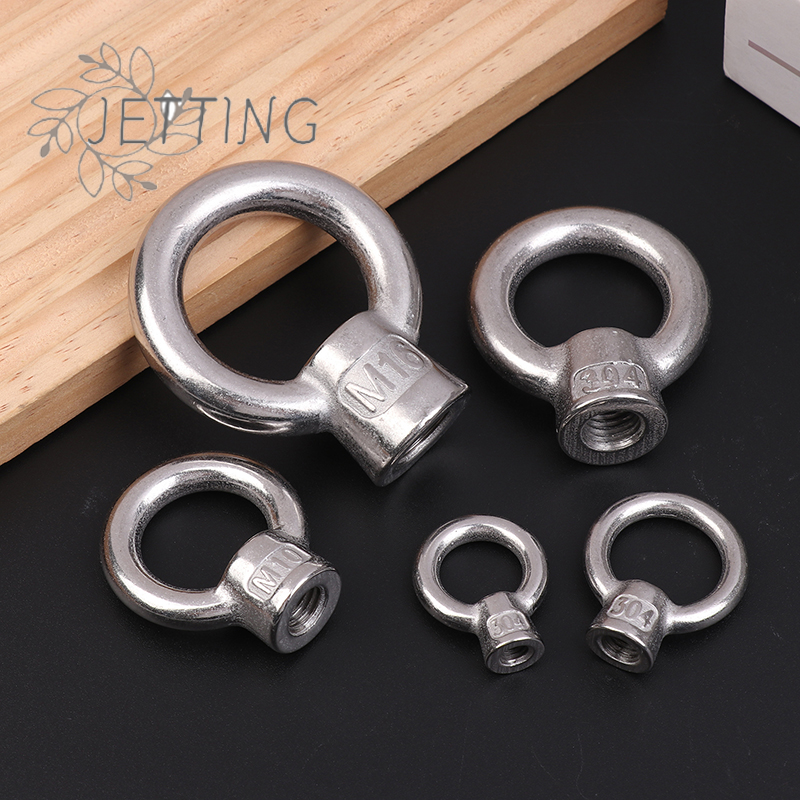 Hot 304 Stainless Steel Japanese Eye Nuts M6 M8 M10 M12 M16 Lifting Rings Marine-Grade Hardware Rigging Hoisting Industrial