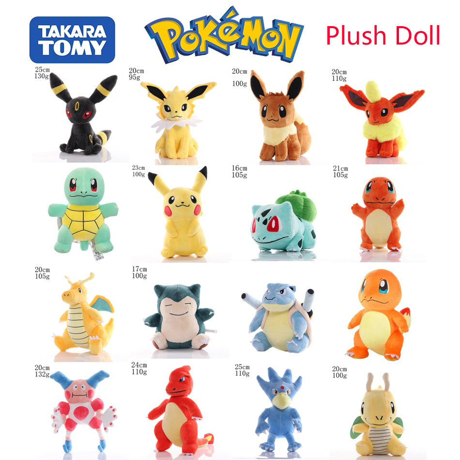 33 Styles Original Pokemon Plush Toy, Pikachu Charmander Squirtle Bulbasaur Anime Stuffed Doll, Children Festival