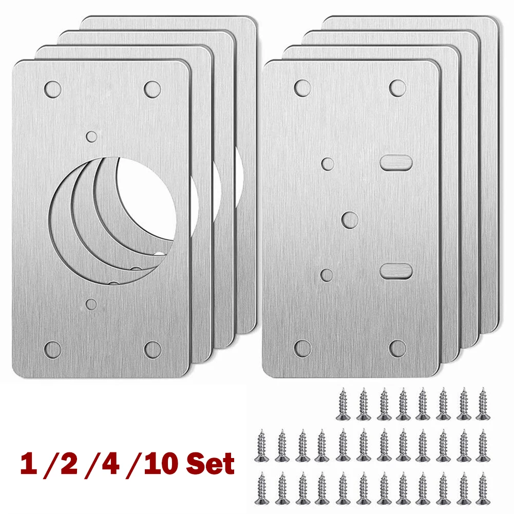 1/2/4/10 Pairs of Hinge Repair Plates for Cabinets, Furniture, Drawers, Tables, Repair and Installation Tools, Hardware, Stainless Steel Hinge Fixing Plates