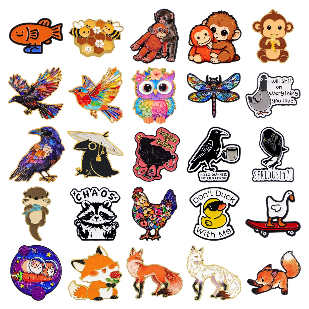 Cartoon Monkey, Fox & Bird Enamel Pins Cute Animal Brooches for Women Badges on Backpack Clothing Accessories Jewelry