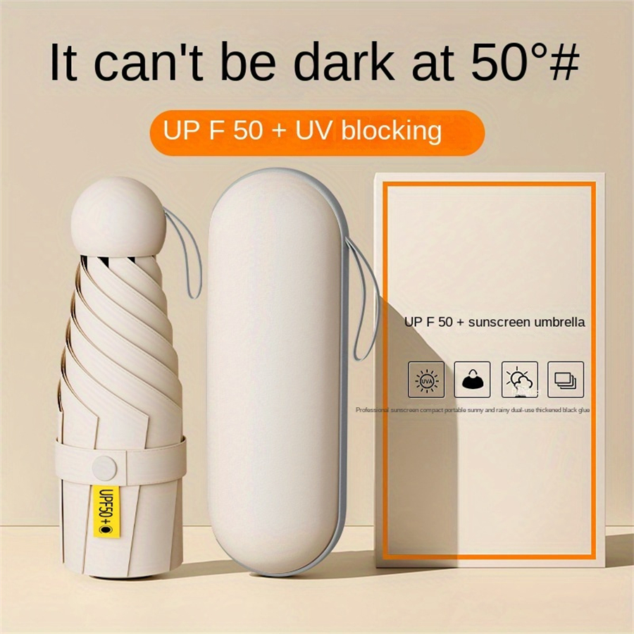 Anti-UV Mini Umbrella Portable For Sunny Rainy Days With UV Coating 6 Reinforced Ribs Lightweight Travel Compact Folding