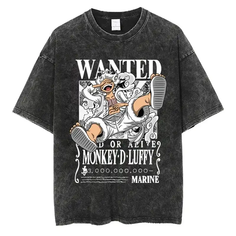 One Piece 2026 New Hot Monkey D Luffy Wanted Graphic T - Shirt summer Men's Casual Loose Cotton