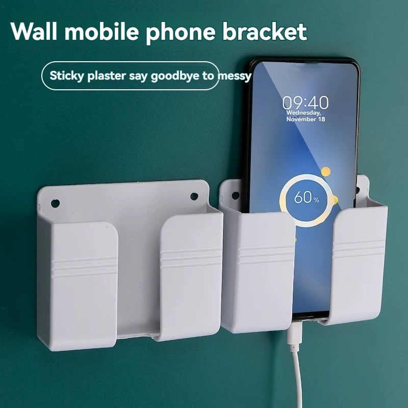 Mobile Phone Rack Storage Box Punch-Free Wall-Mounted Paste Tv Remote Control Bedside Charging Storage Bracket