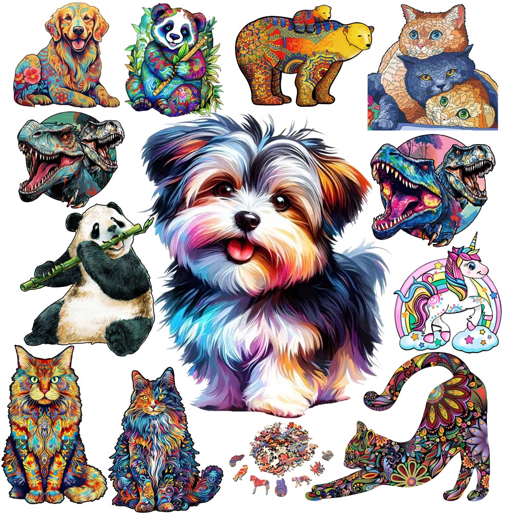DIY Wood Jigsaw for Kids Dog Elephant Wooden Animal Puzzle High Quality Panda Puzzles Brain Twister Toys