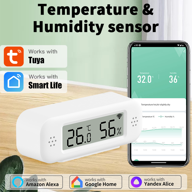 Tuya Zigbee WiFi Temperature and Humidity Sensor APP Remote Control SmartLife Work with Yandex Alexa
